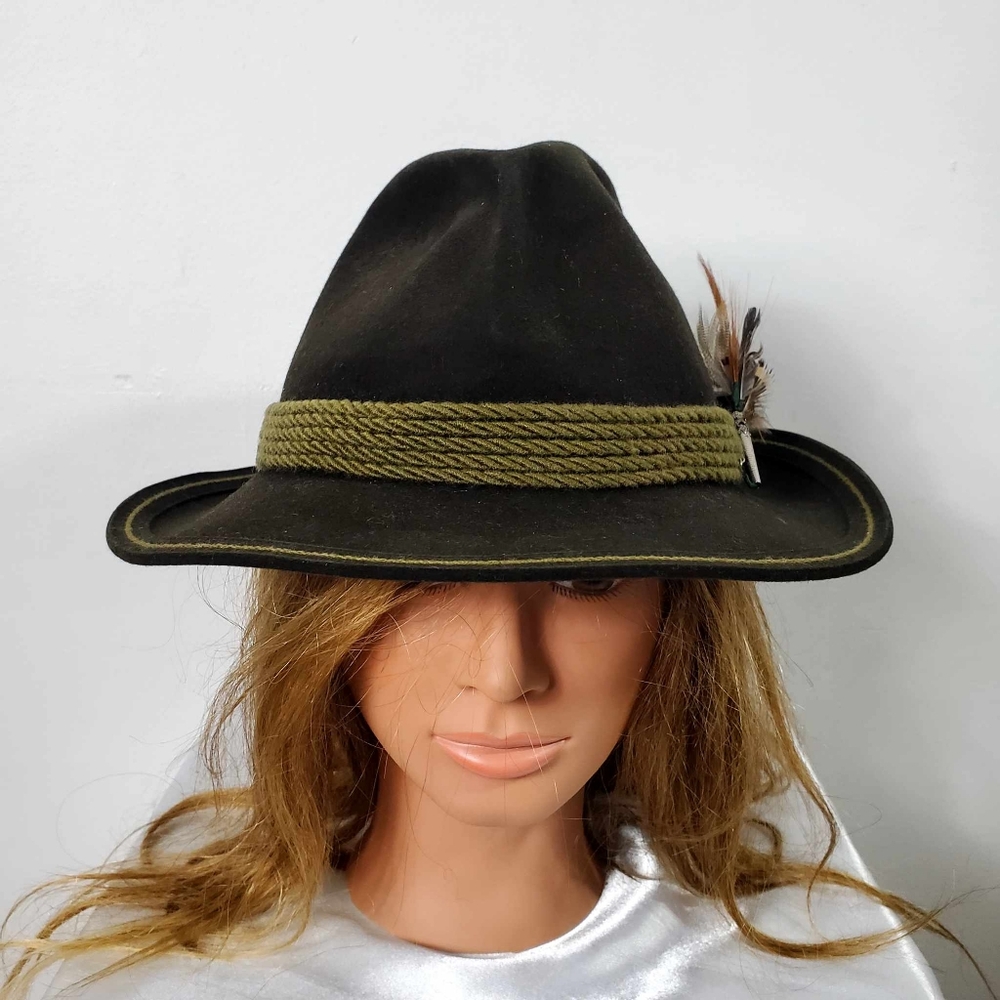Vintage Fedora Wool Felt Hat with Rope Belt